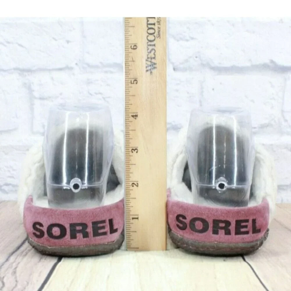 SOREL Nakiska Pink Suede Fleece Lined Slide Slippers Size 8 - Picture 7 of 9